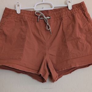 Vuori Ripstop Casual Drawstring Shorts Red Orange Rust Organic Cotton - Size L